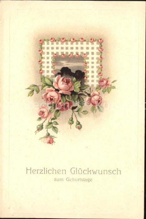 Geburtstag Glückwunsch Rosen Litho