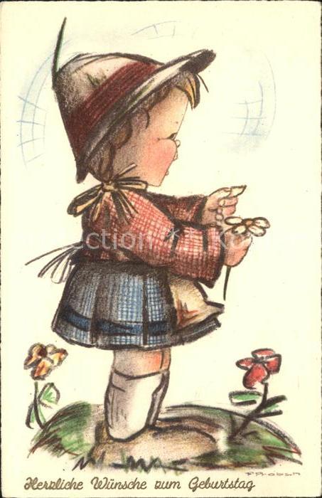 Kinder Child Enfants Blumen Glückwunsch Geburtstag Künstlerk