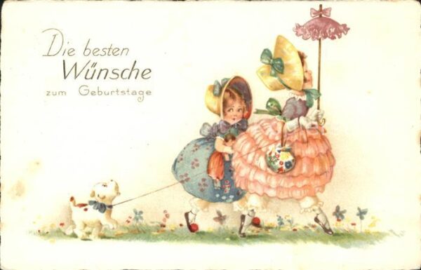 Kinder Child Enfants Mode Hutmode Puppe Hund Glückwunsch Geb