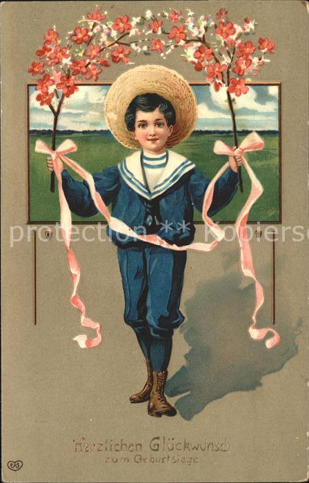Kinder Child Enfants Matrosenanzug Blumen Glückwunsch Geburt