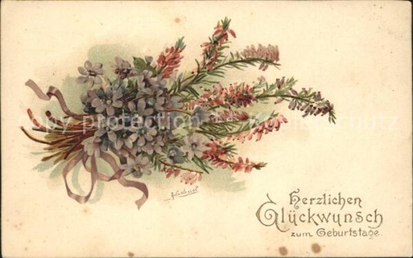 Geburtstag Glückwunsch Blumen Litho