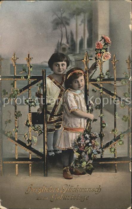 Kinder Child Enfants Glückwunsch Geburtstag Blumen
