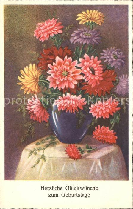 Geburtstag Glückwunsch Vase Dahlien
