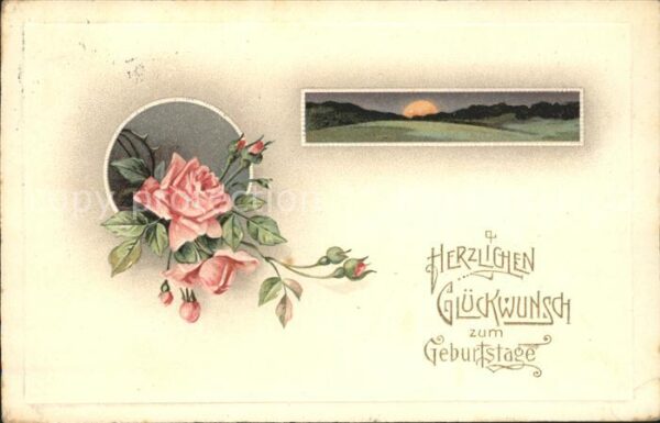 Rosen Glückwunsch Geburtstag Litho