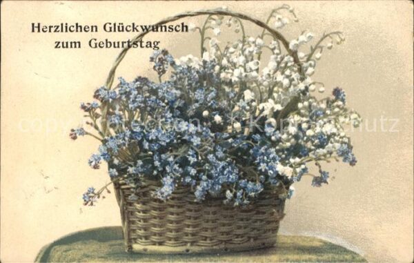 Maigloeckchen Vergissmeinnicht Korb Glückwunsch Gebur