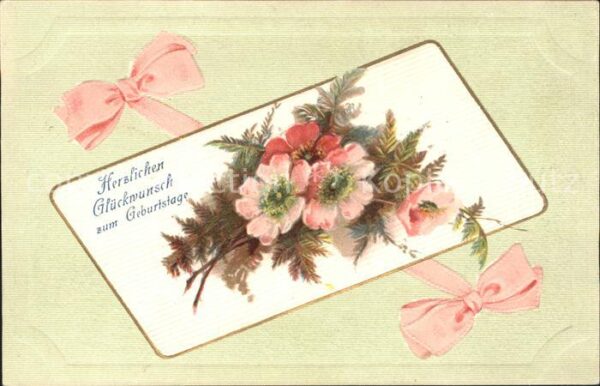 Geburtstag Glückwunsch Blumen Schleife