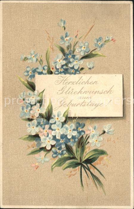 Geburtstag Glückwunsch Vergissmeinnicht Litho