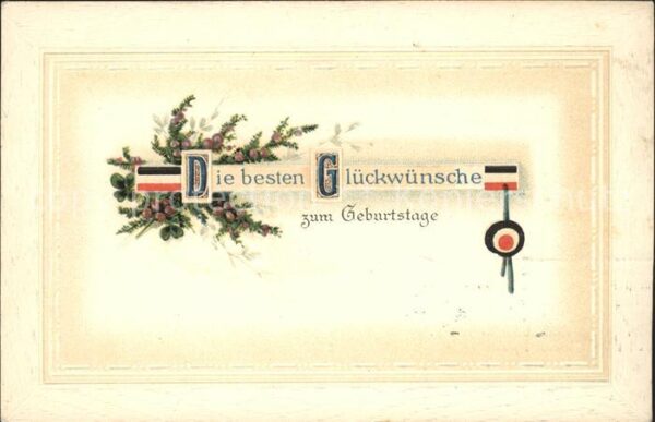 Schwarz Weiss Rot Glückwunsch Geburtstag Litho