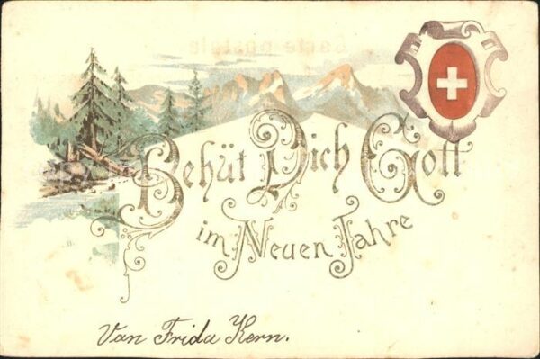Neujahr Schweiz Litho