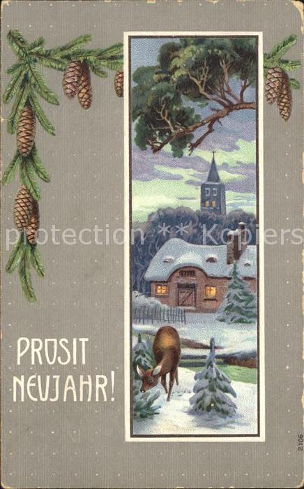 Tannenzapfen Reh Neujahr