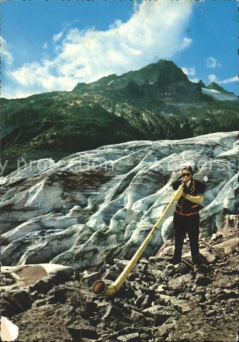 Alphorn Alphornbläser Wallis Rhonegletscher