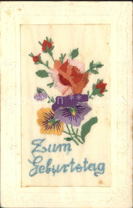 Blumen Stiefmütterchen Geburtstag Stickerei St