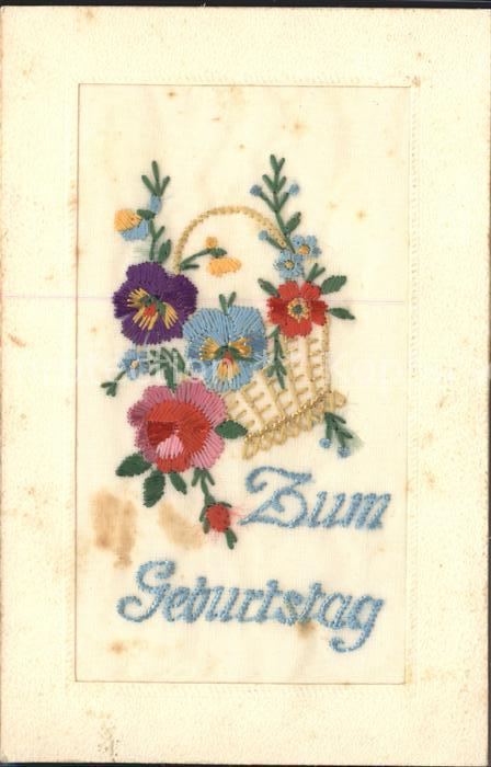 Handarbeit Sticken Stickerei Geburtstag Blumen