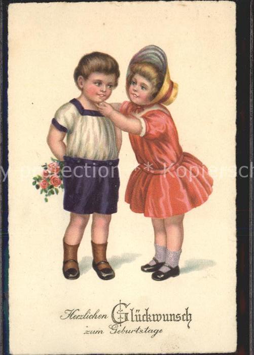 Kinder Child Enfants Glückwunsch Geburtstag Rosen