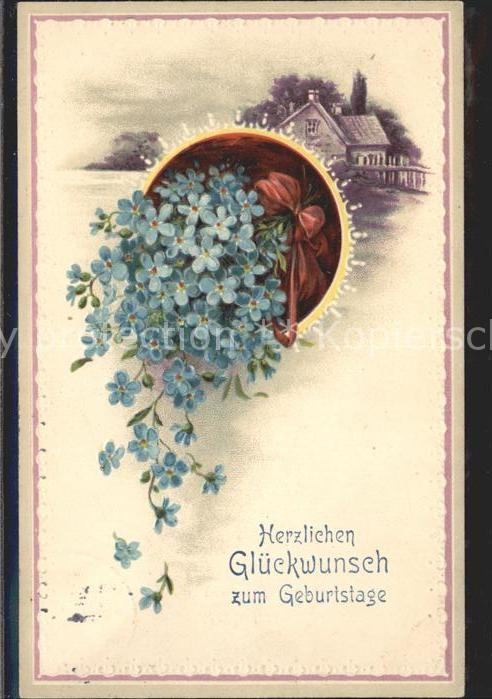 Geburtstag Glückwunsch Vergissmeinnicht Litho