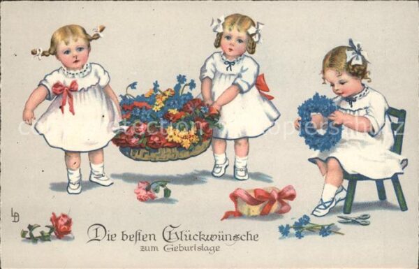 Kinder Child Enfants Mädchen Glückwunsch Geburtstag Blumen G