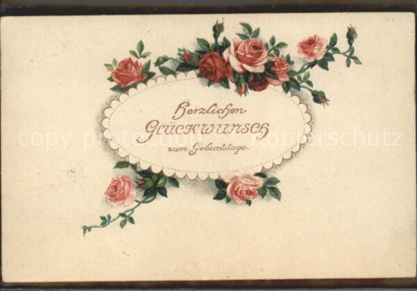 Rosen Glückwunsch Geburtstag Litho