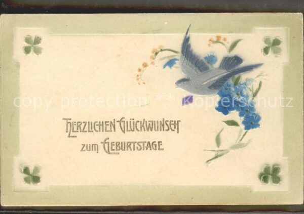 Brieftaube Carrier Pigeon voyageur Vergissmeinnicht Kleeblatt Geburtstag