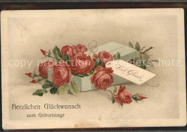 Rosen Glückwunsch Geburtstag Litho