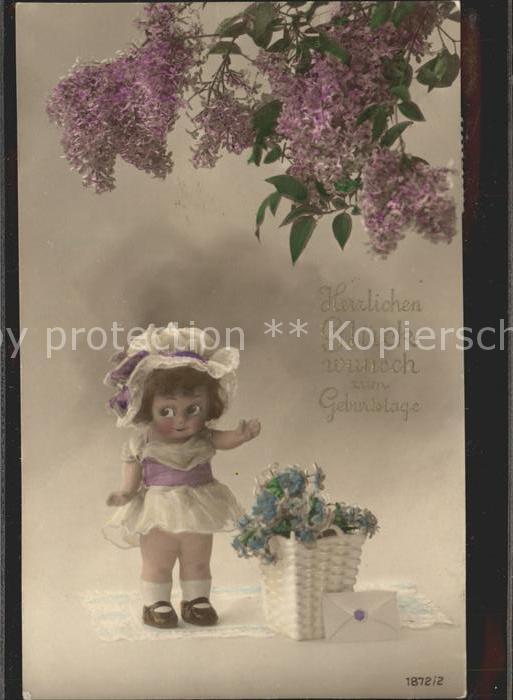 Puppe Doll Poupee Kinderspielzeug Blumen Brief Glückwunsch Geburtstag