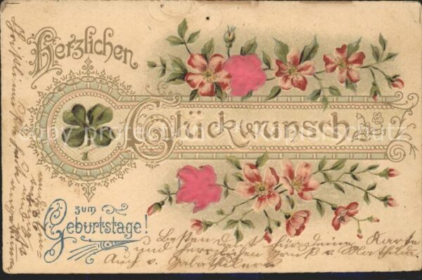 Geburtstag Glückwunsch Blumen Kleeblatt