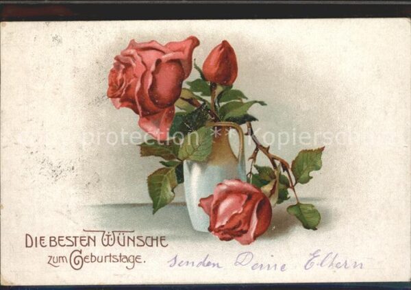 Rosen Glückwunsch Geburtstag Litho