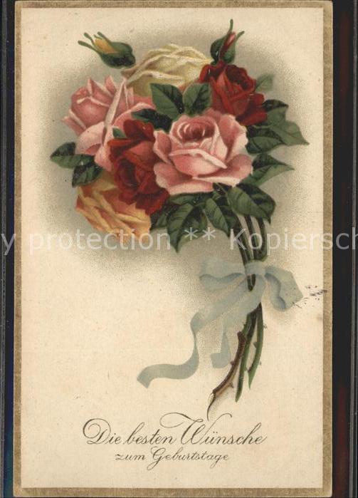 Rosen Glückwunsch Geburtstag Litho