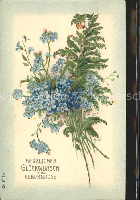 Geburtstag Glückwunsch Vergissmeinnicht Litho