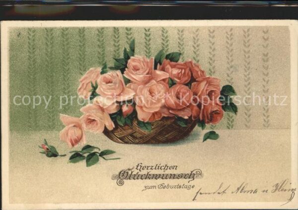 Rosen Glückwunsch Geburtstag Litho