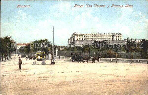Madrid Spain Paseo San Vincente y Palacio Real Tranv