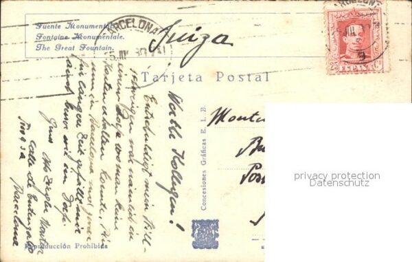 Barcelona Cataluna Exposicion Internacional 1929 Fuente Mo – Bild 2