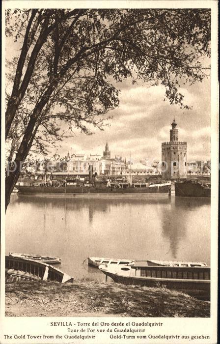 Sevilla Andalucia Torre del Oro desde el Guadalquivir