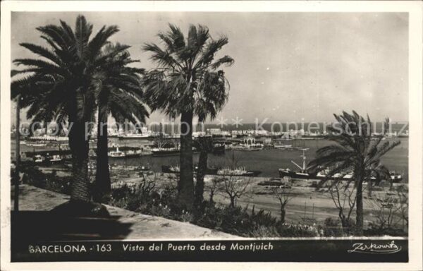 Barcelona Cataluna Vista del Puerto desde Montjuich Palmer