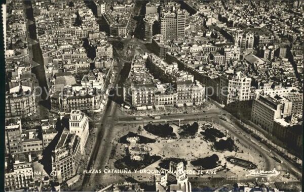 Barcelona Cataluna Plazas Cataluna y Urquinaona vista aere