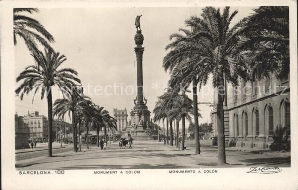 Barcelona Cataluna Monumento a Colon Palmera
