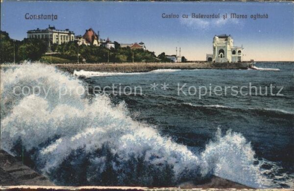Constanta Casino cu Bulevardul si Marea agitata S