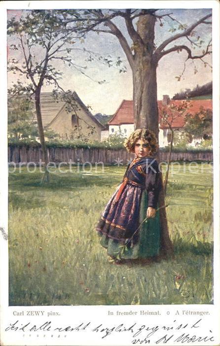 Verlag Galerie Wiener Kuenstler Nr. 394 Carl Zewy In fremder Heimat Kind Tr