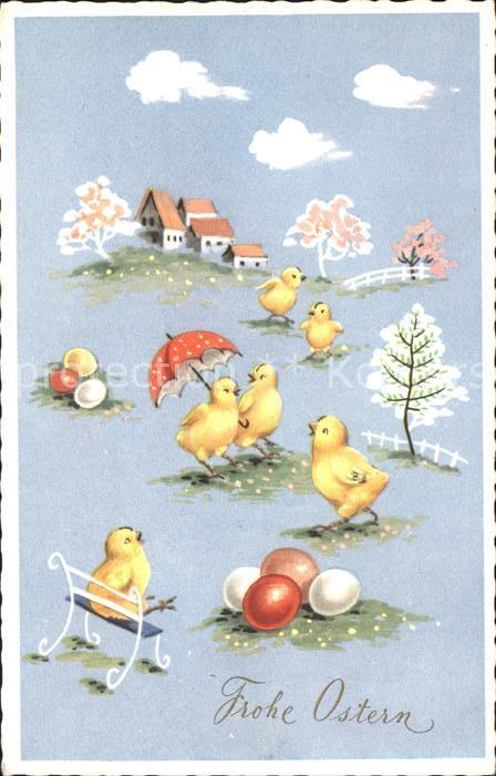 Vermenschlicht Küken Ostern Ostereier Regenschirm