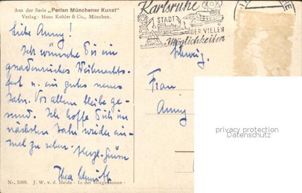 Kuenstlerkarte J.W.v.d. Heide In der Morgensonne Nr. 1 – Bild 2