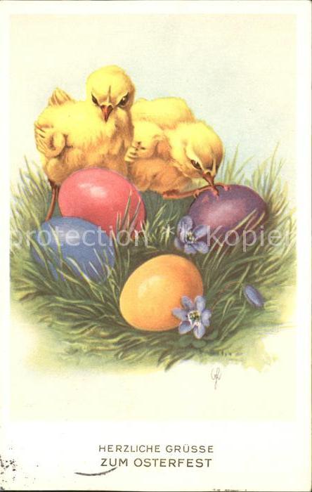 Ostern Easter Paques Küken Ostereier Blumen