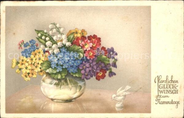 Namenstag Namenskarte Vergissmeinnicht Schlüsselblumen Maiglö