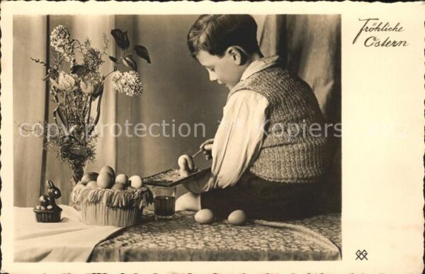 Kinder Child Enfants Ostern Ostereier-Malerei Tulpen