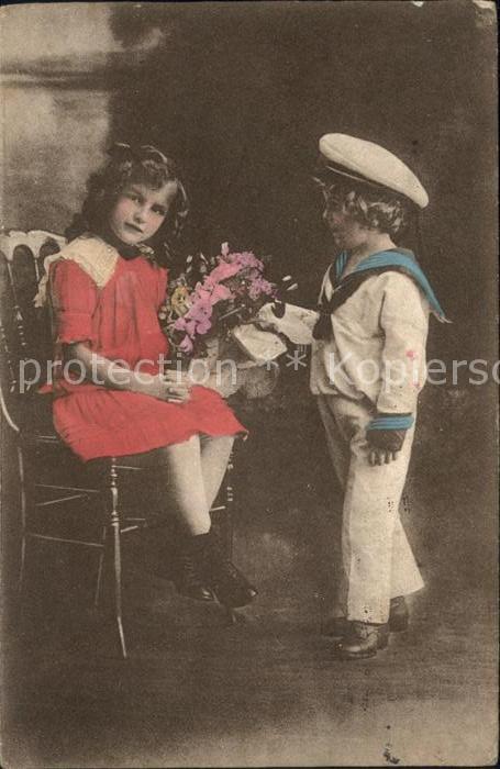 Kinder Child Enfants Matrosenanzug Blumen