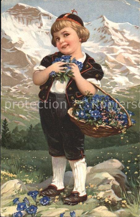 Kinder Child Enfants Tracht Schweiz Enziane