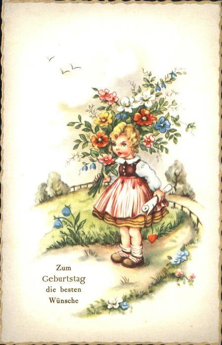 Kinder Child Enfants Mädchen Blumen Geburtstag