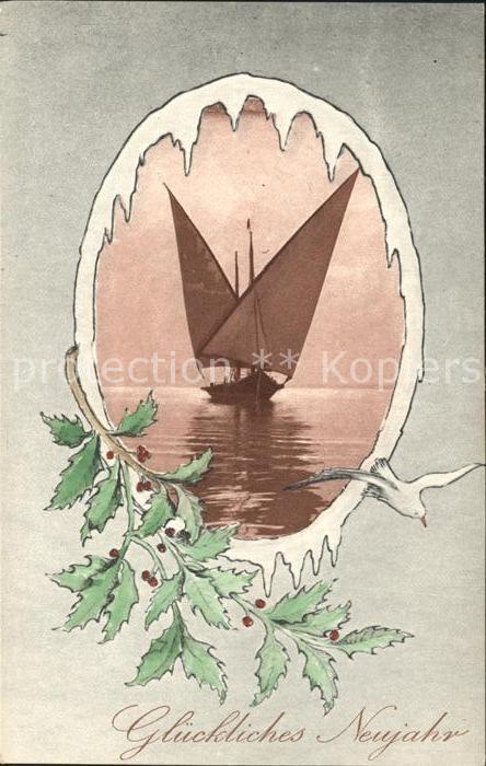 Segelboote Möwe Stechpalme Neujahr
