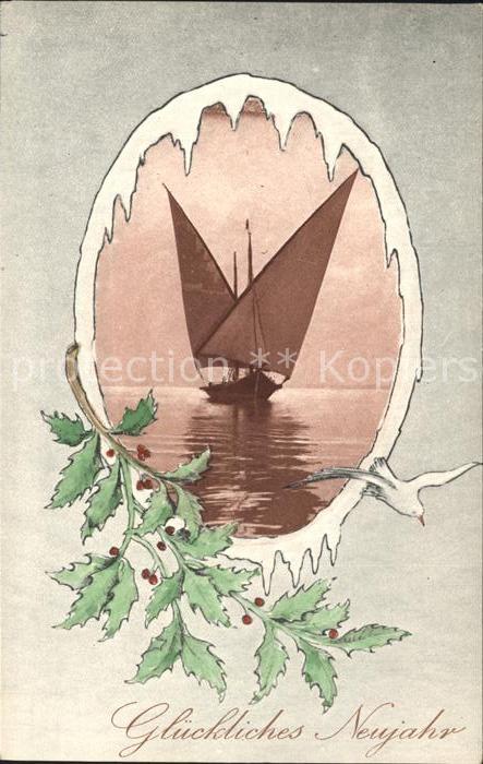 Segelboote Stechpalme Möwe Neujahr