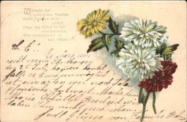 Blumen Dahlien Gedicht Litho