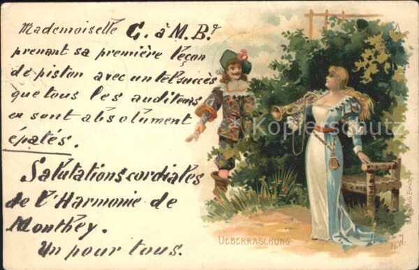 Trompeter Scheffel Überraschung Margarete Litho