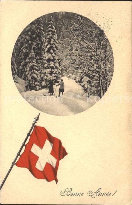 Ski-Langlauf Fahne Schweiz Neujahr